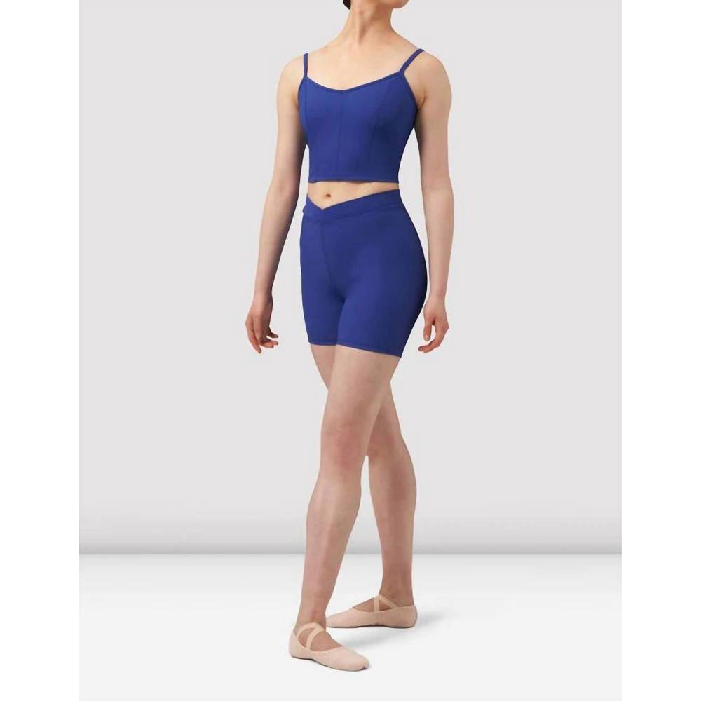 NEW BLOCH ladies mirella chevron v front shorts in blue